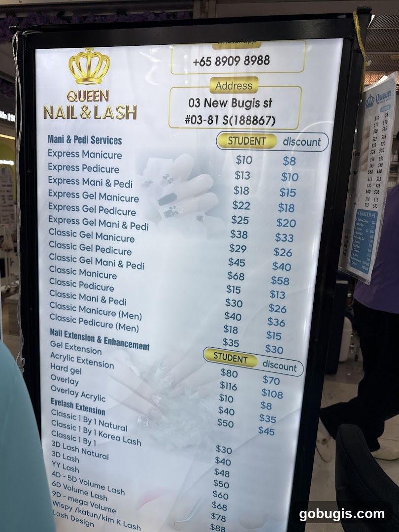 Queen Nail & Lash Menu
