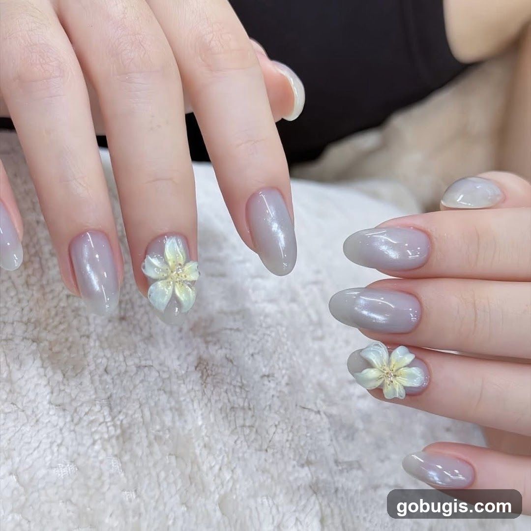 Nail Art with Flower Embellishments