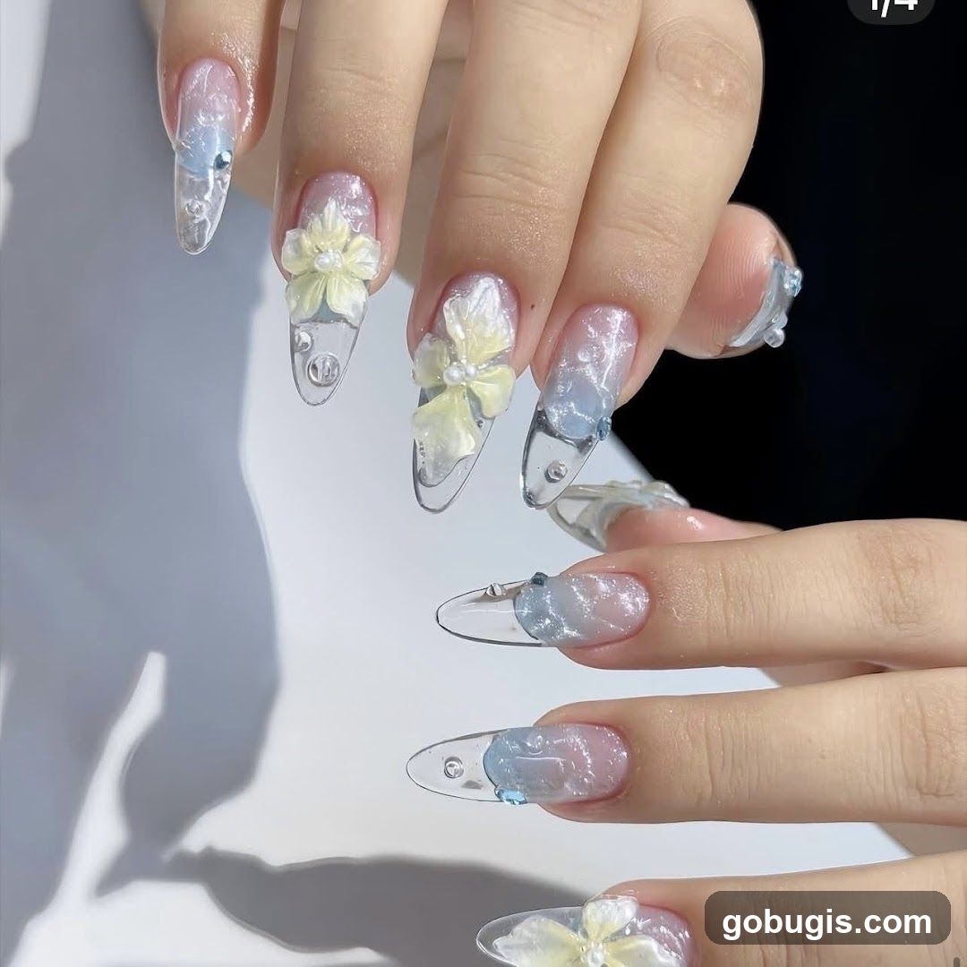 Nail Art with Floral Embellishments