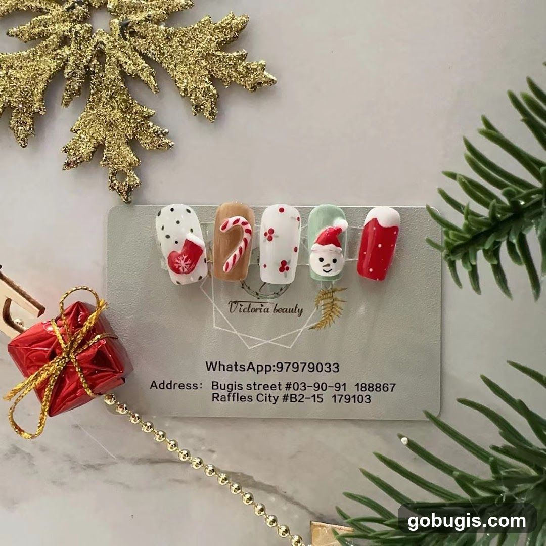 Christmas Themed Nail Art Display