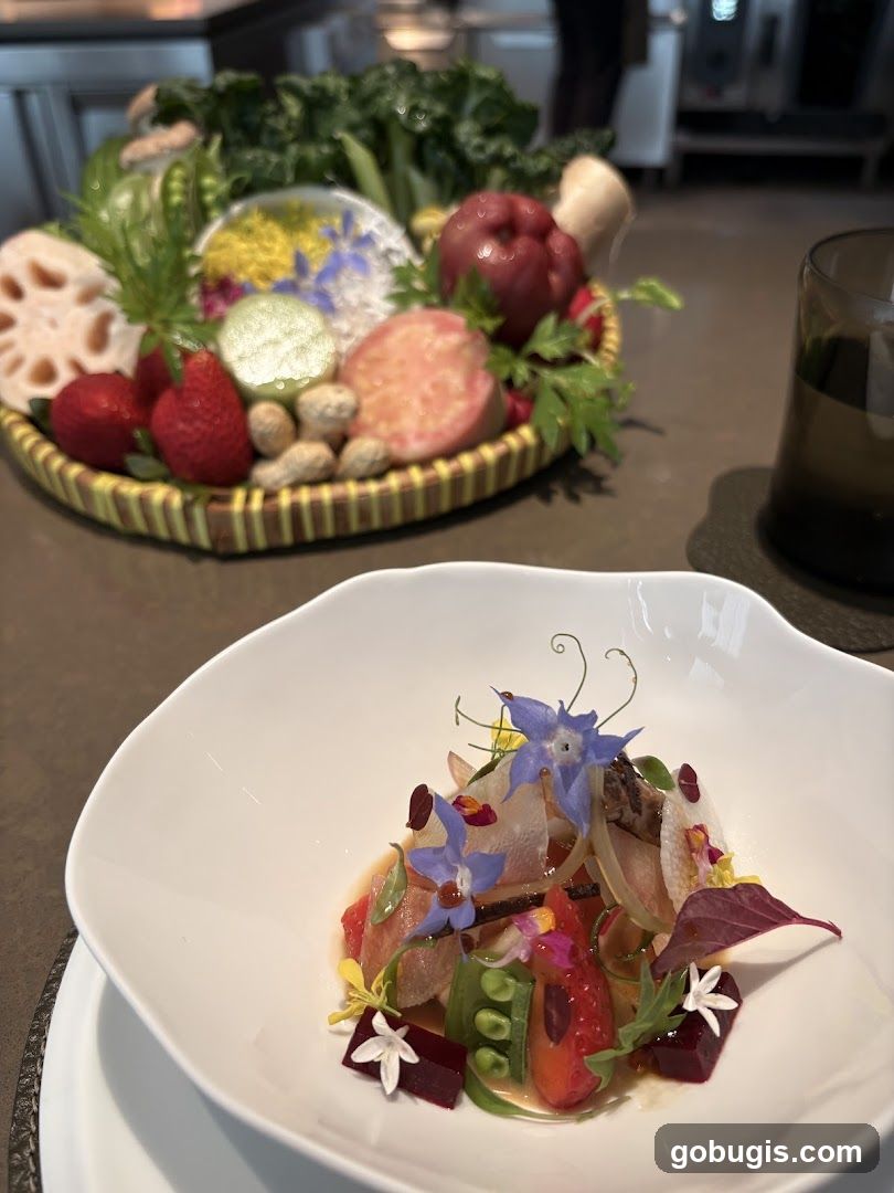 Gourmet Dish with Vegetable Platter
