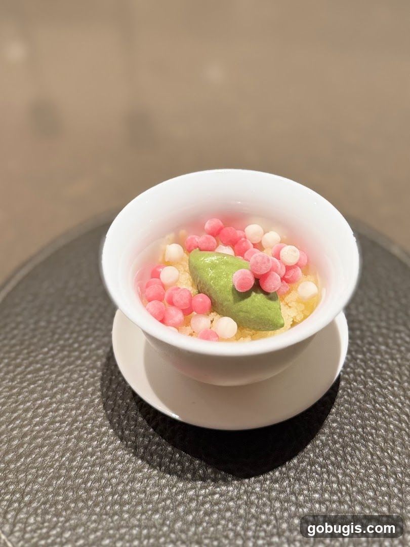 Dessert with Pink and White Spheres