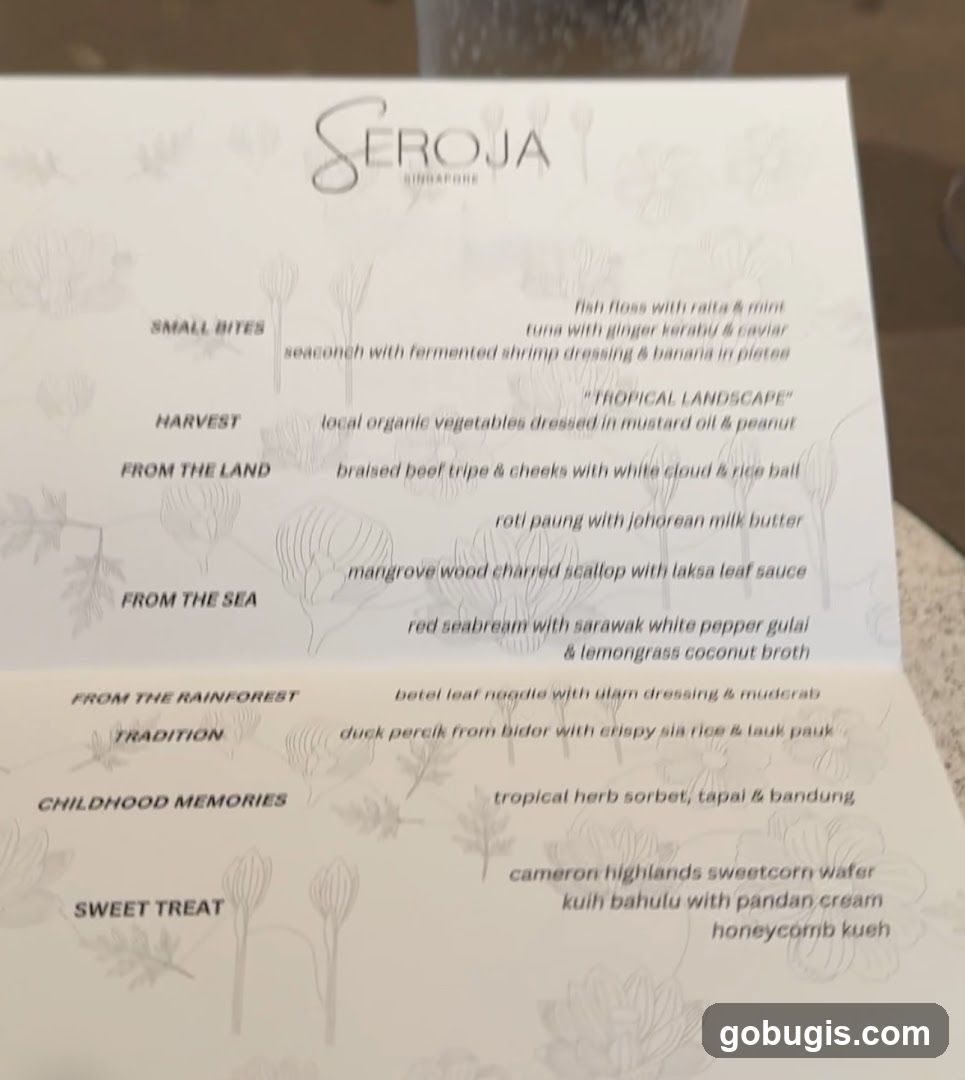 Seroja Singapore Menu