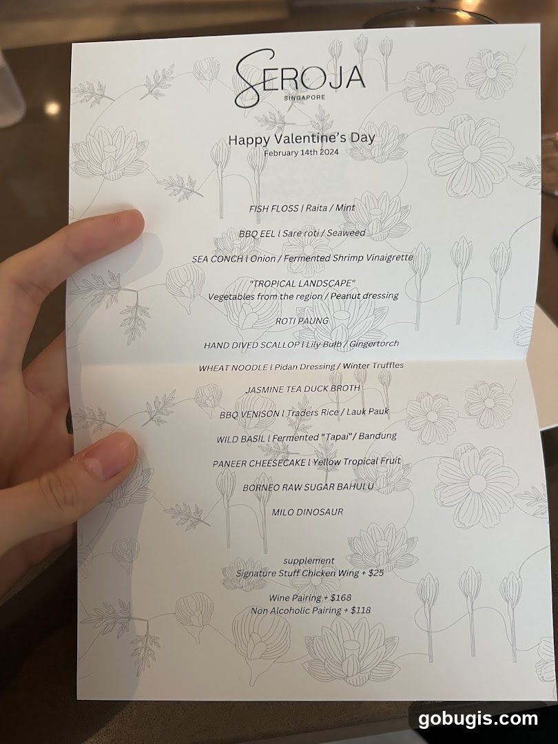 Seroja Singapore Happy Valentine's Day Menu