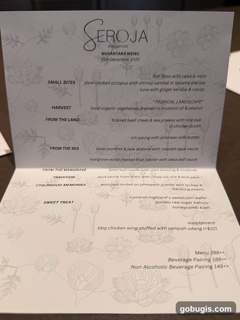 SEROJA SINGAPORE NUSANTARA MENU 31st December 2025