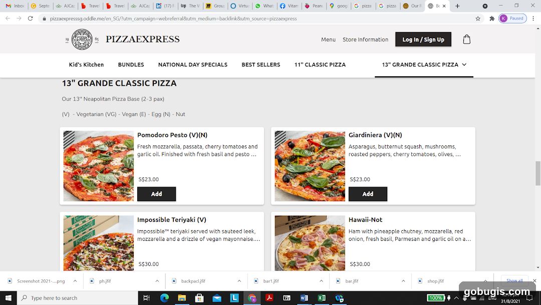 Pizza Menu