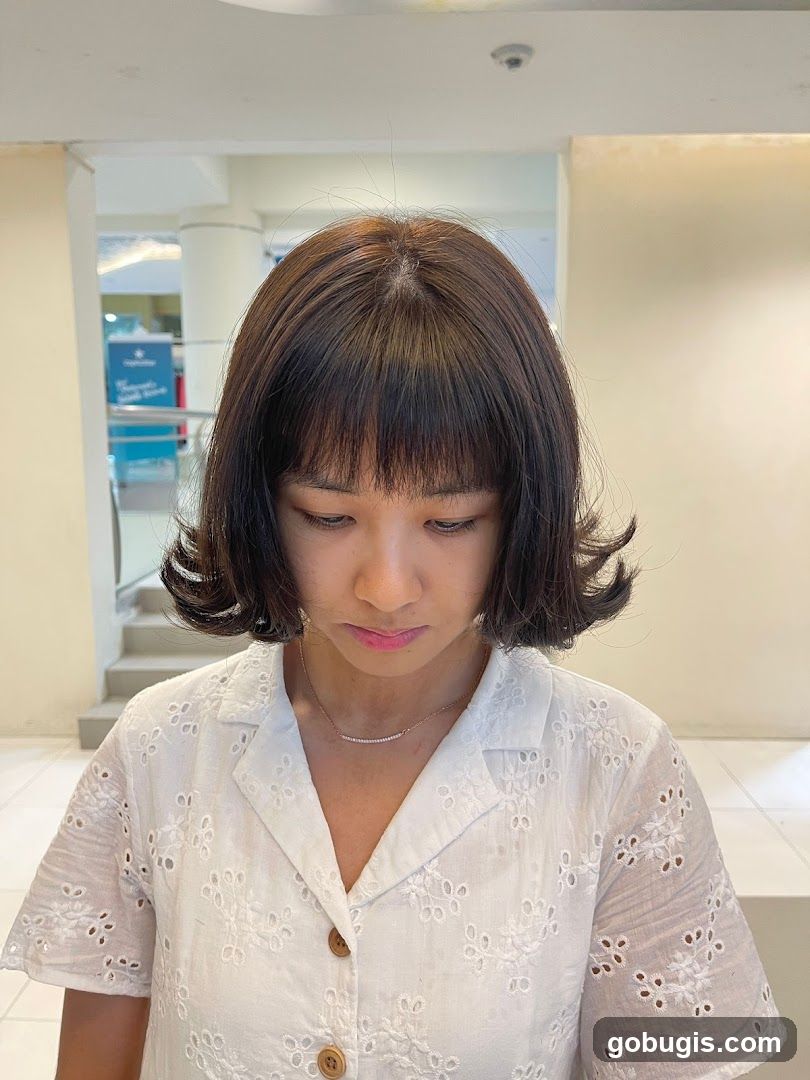 Woman with a new haircut