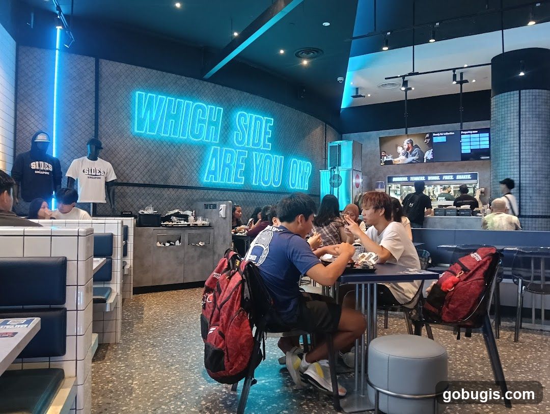 Restaurant Interior with Neon Sign