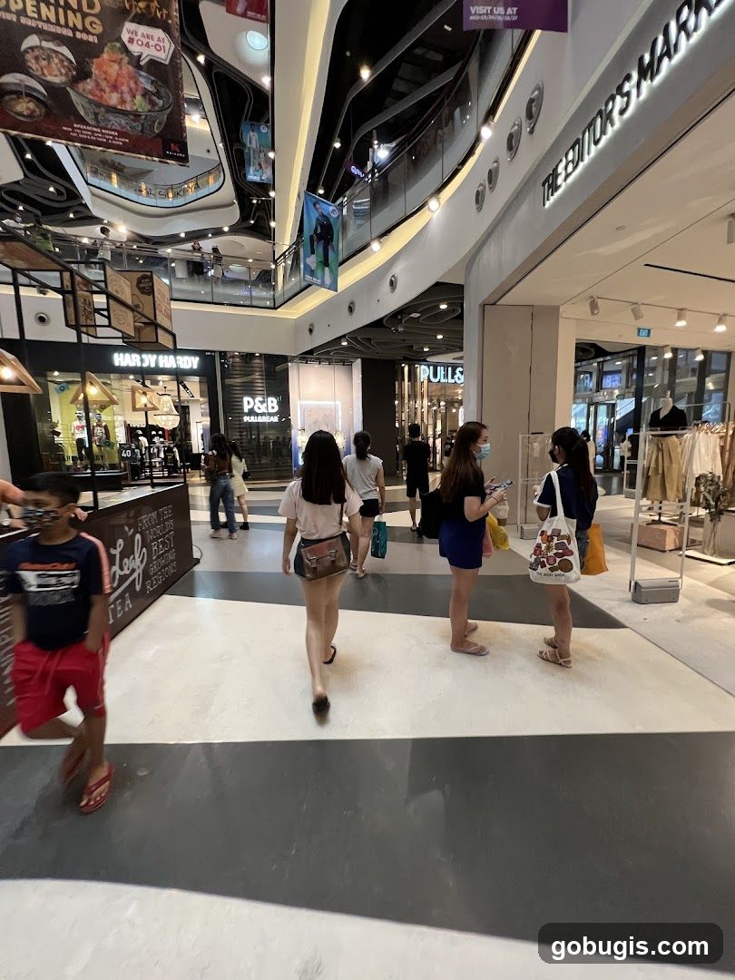 Mall Interior with Shoppers