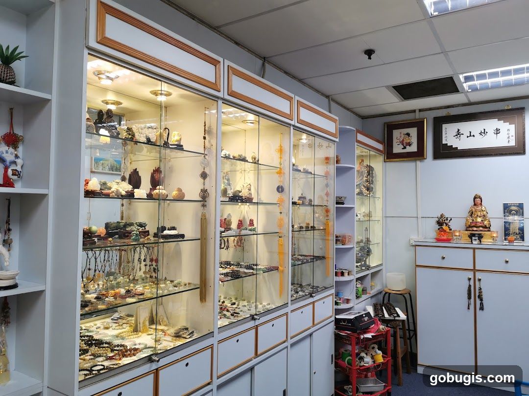 Interior of a shop selling jewelry and decorative items