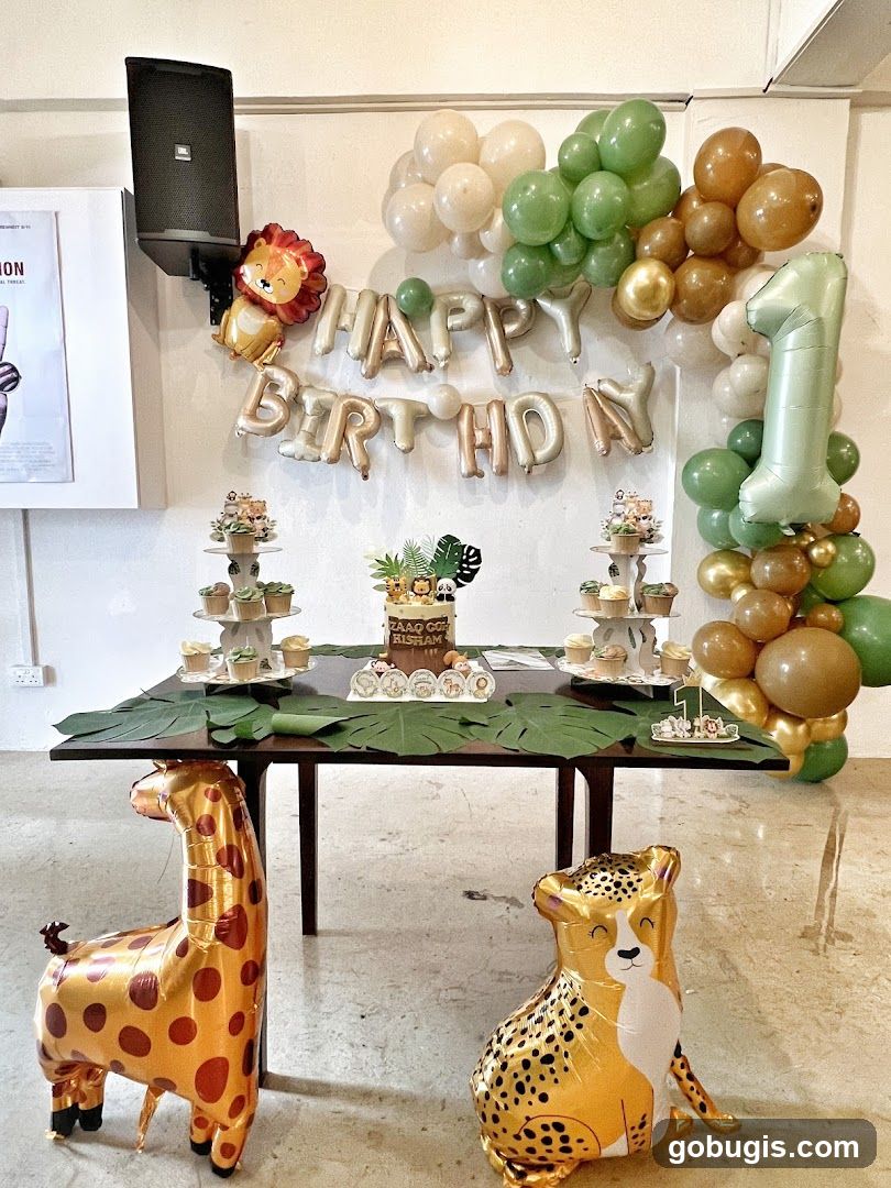 Jungle-themed Birthday Party Setup
