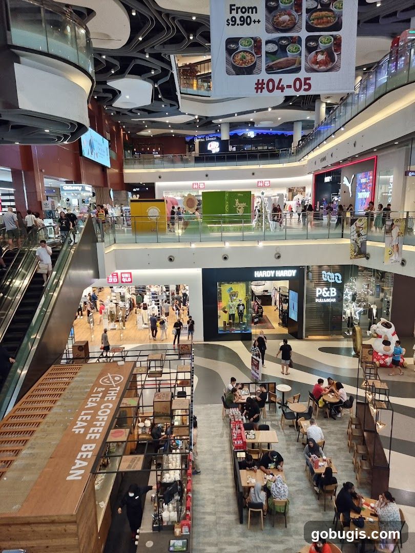 Mall Interior with Shops and Cafes
