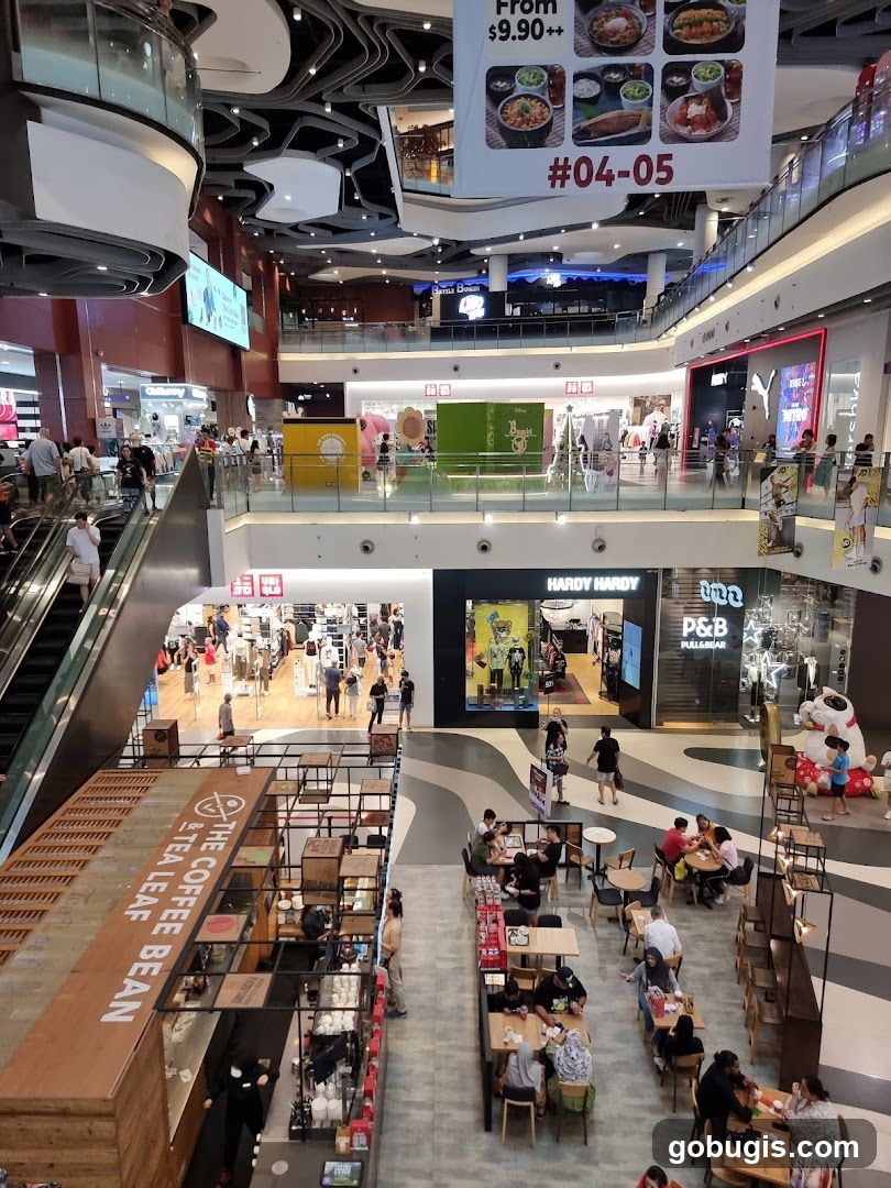 Interior of a busy shopping mall