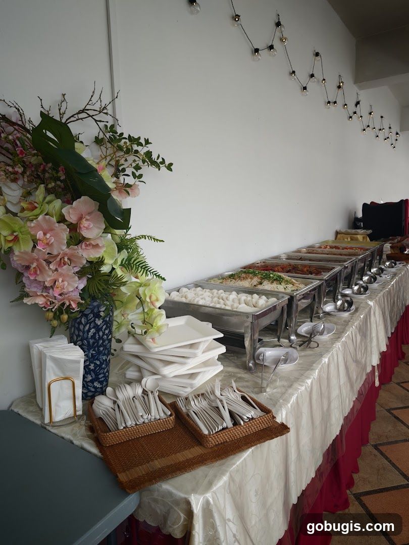 Buffet Setup with Floral Arrangement