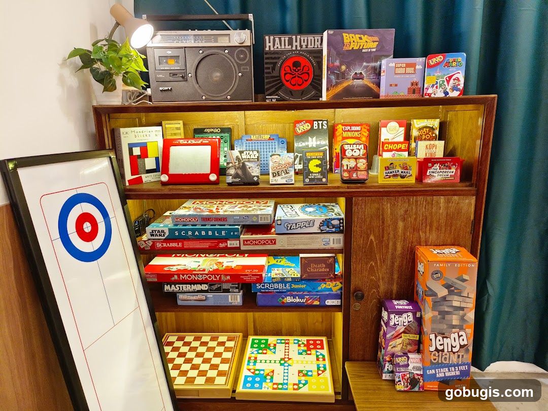 Board Games and Retro Electronics Display
