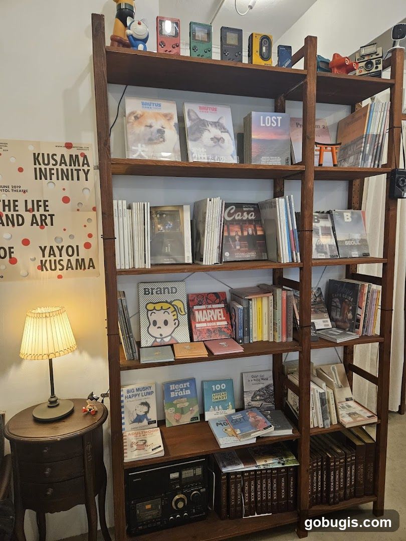 Books and Collectibles on Shelves