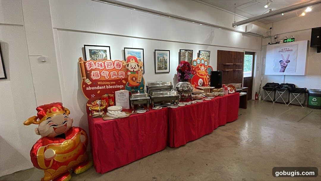 Buffet Table with Chinese New Year Decorations