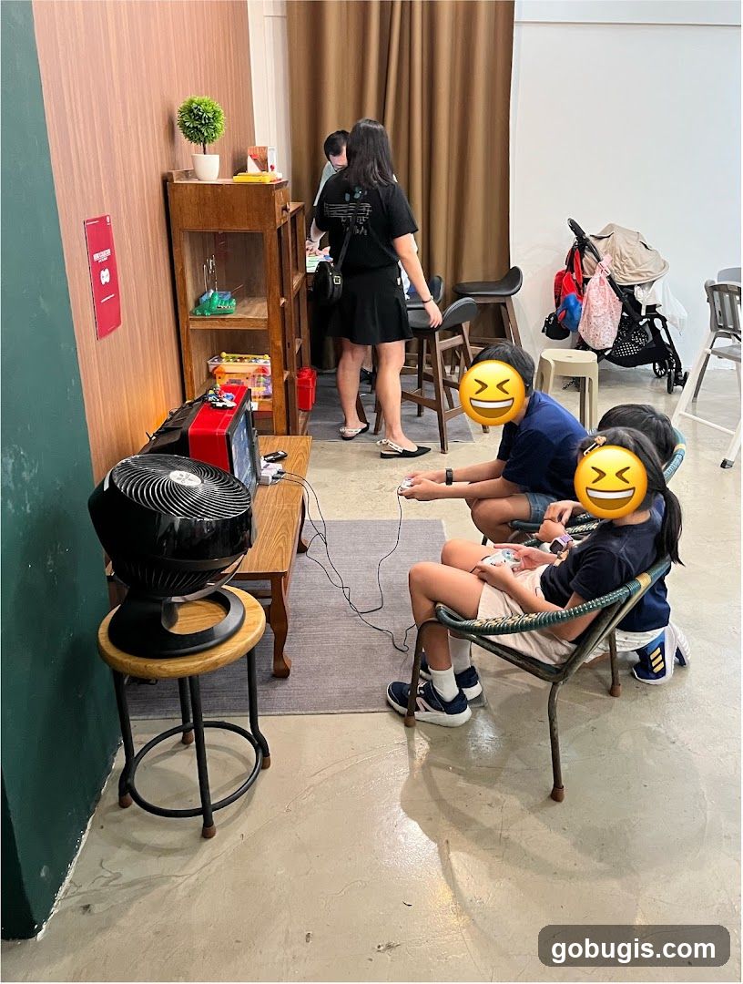 Children playing video games