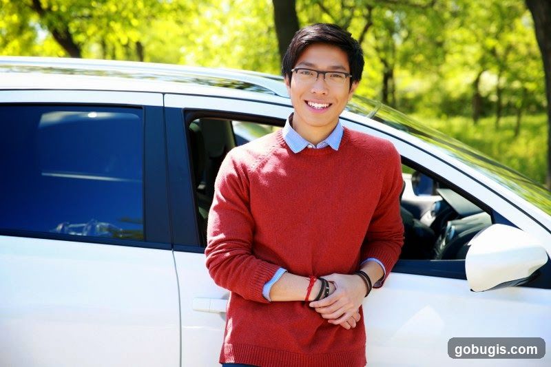 Man leaning on a car