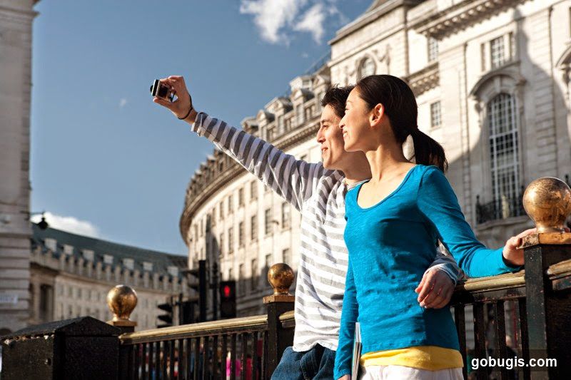 Tourists taking a selfie