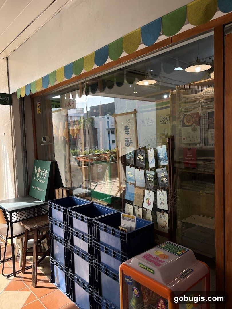 Storefront with Crates and Snack Machine