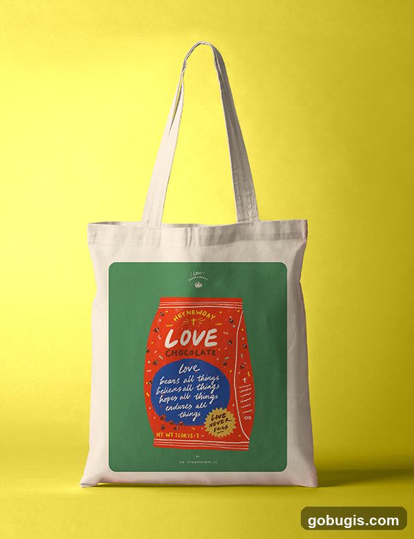 Tote Bag with Chocolate Wrapper Design