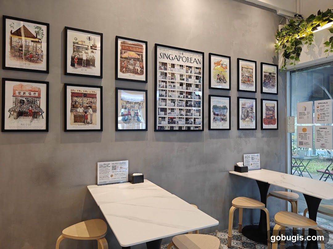 Cafe Interior with Artwork and Menu