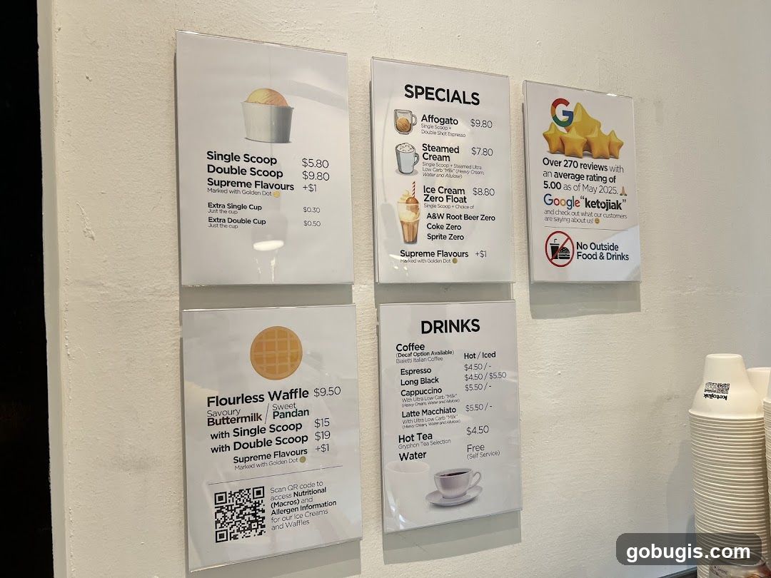 Menu and Google Reviews