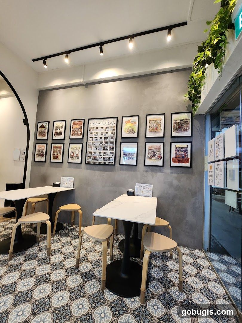 Cafe Interior with Artwork and Seating