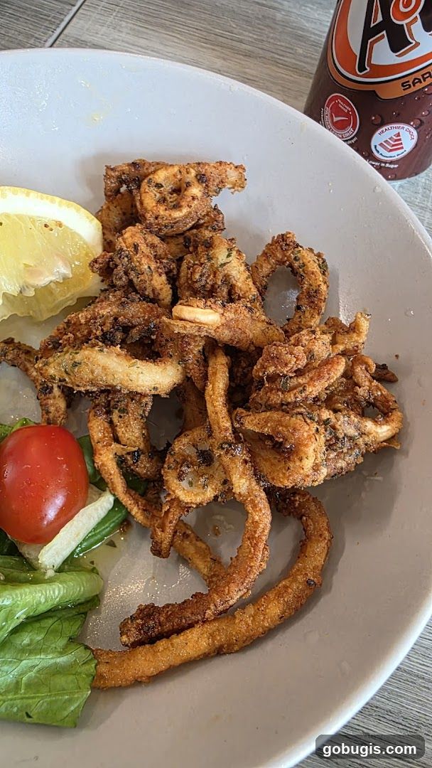Fried Calamari with Lemon and Salad