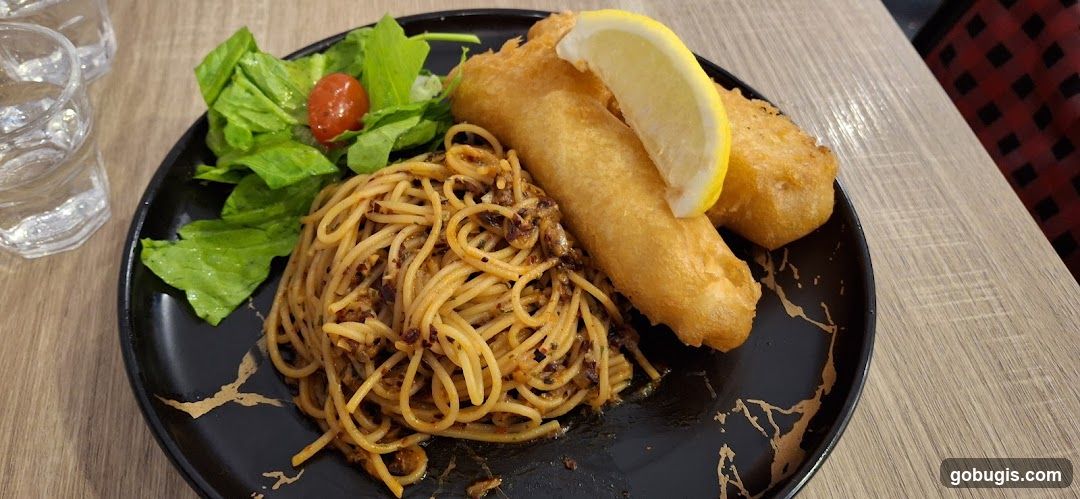 Fish and Chips with Spaghetti
