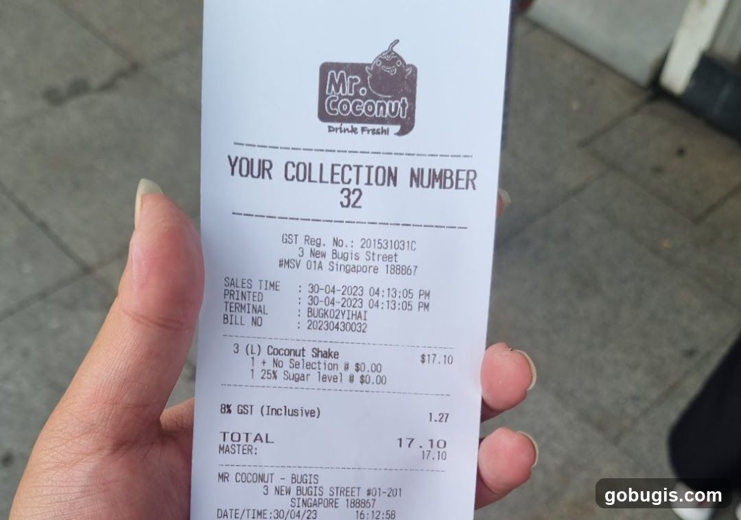 Mr. Coconut Receipt