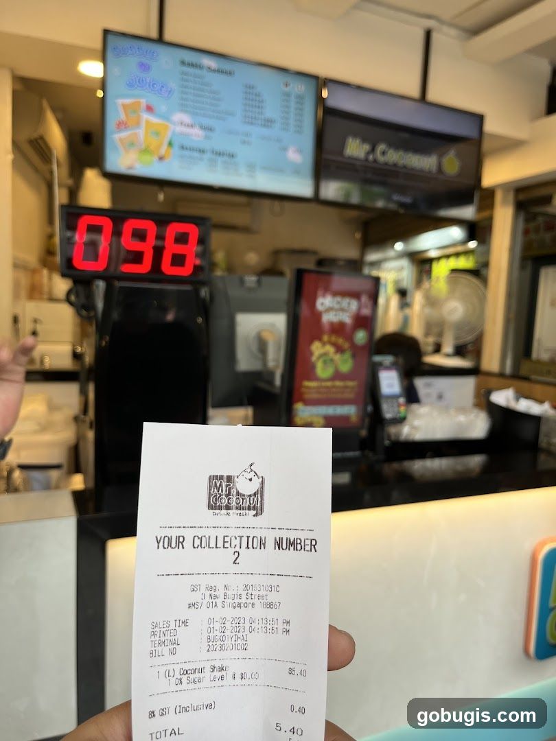 Receipt from Mr. Coconut
