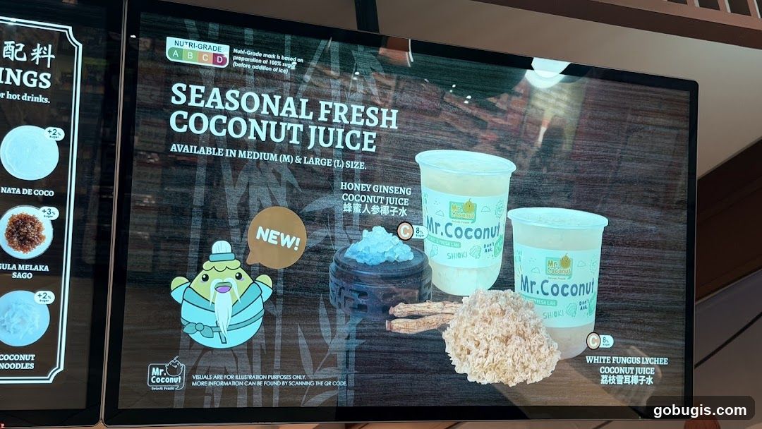 Seasonal Fresh Coconut Juice Menu