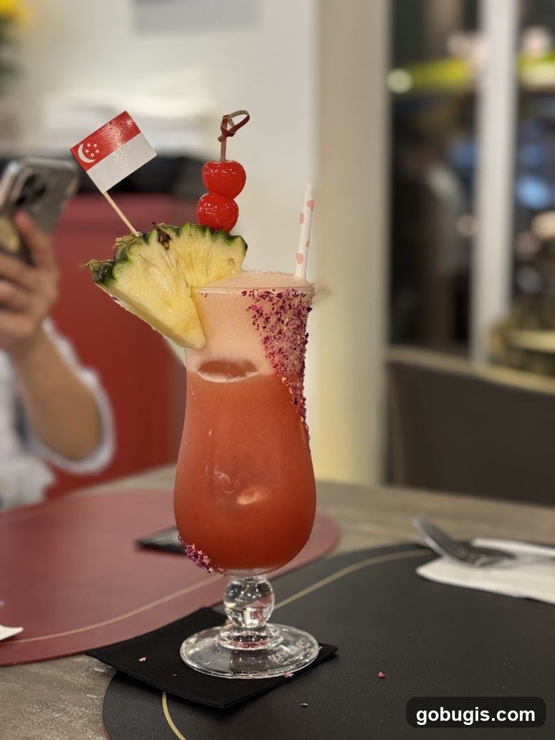 Tropical Cocktail with Singapore Flag