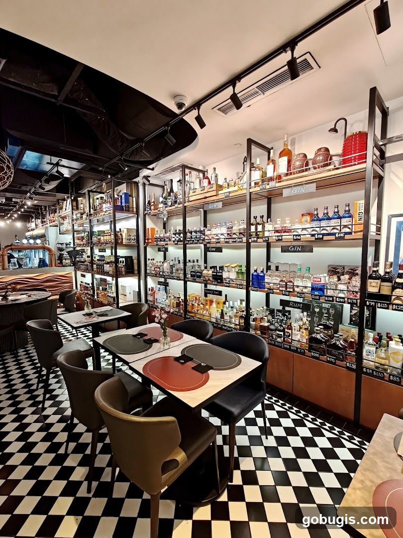 Bar Interior with Shelves of Alcohol