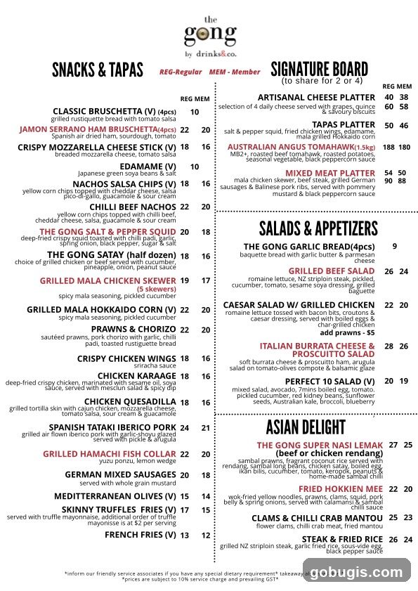The Gong Menu