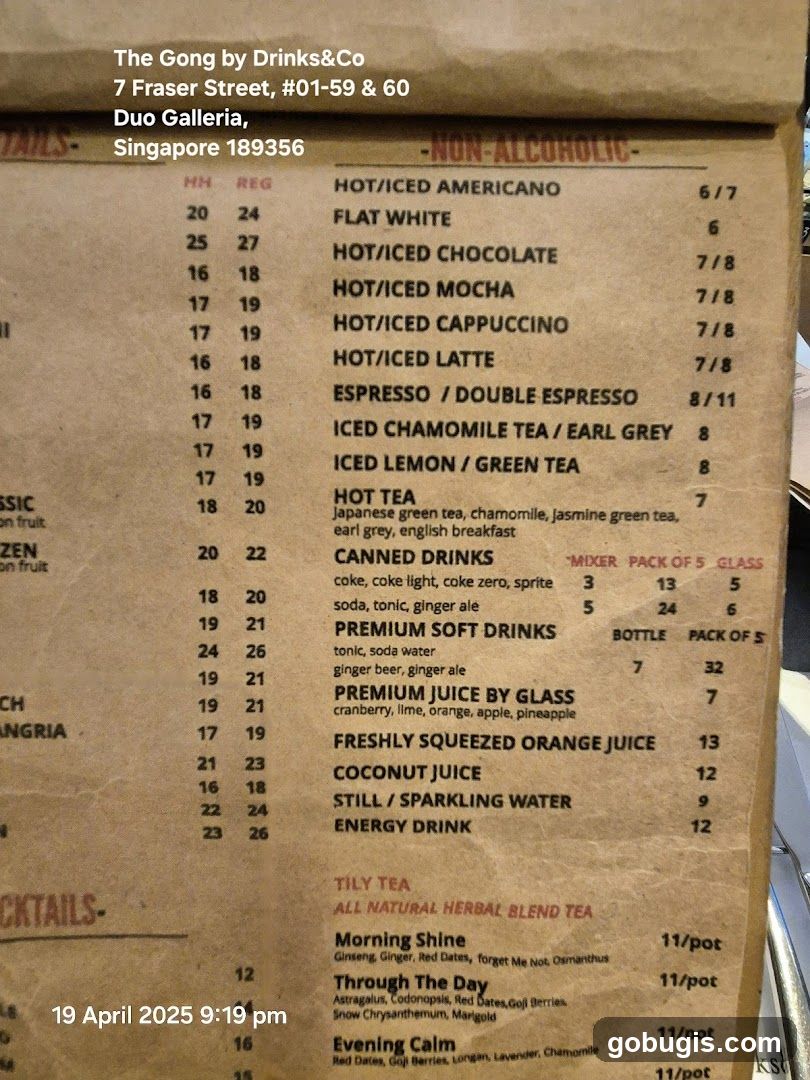 The Gong by Drinks&Co Menu