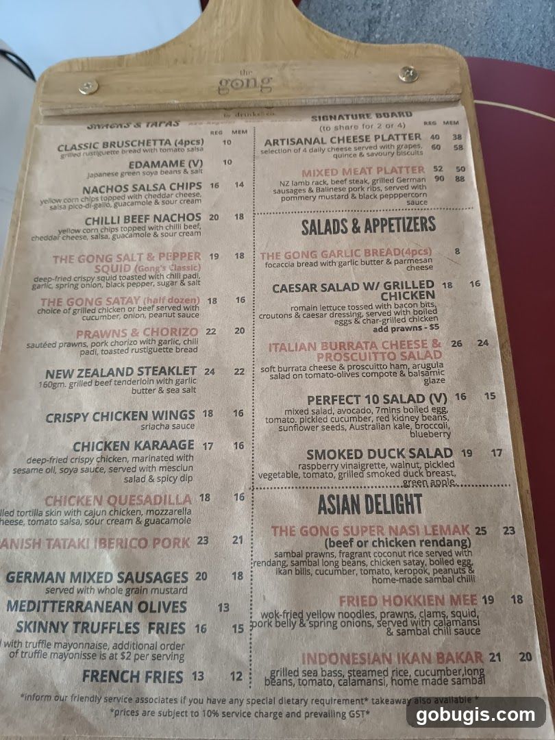 The Gong Menu