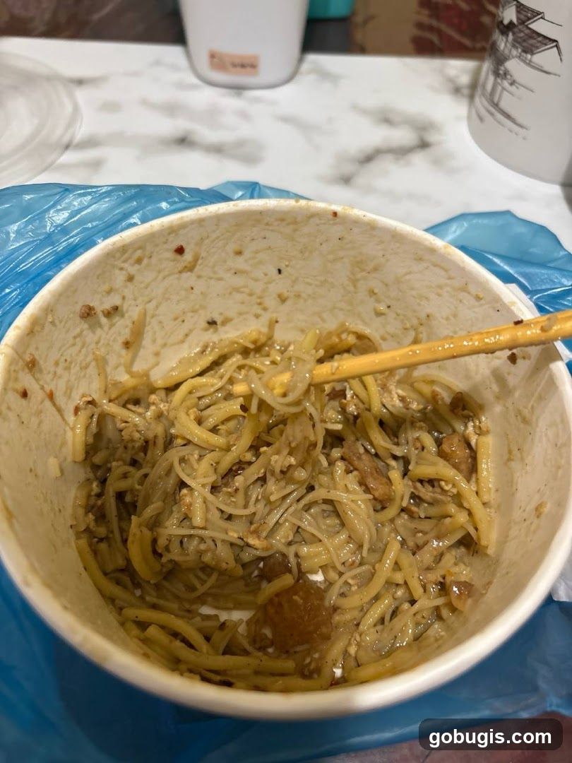 Noodles in a bowl
