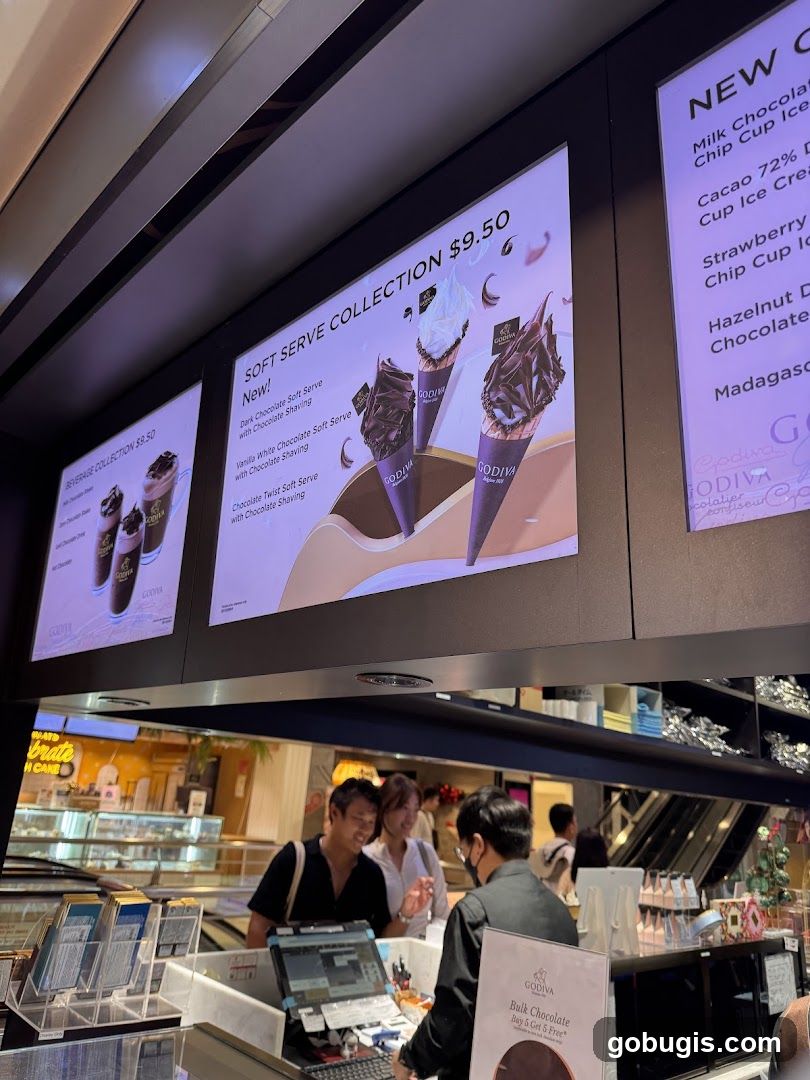 Godiva Soft Serve and Beverage Menu