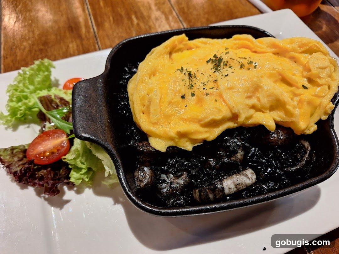 Omelette with Squid Ink Rice