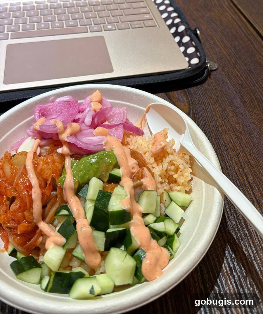 Poke Bowl with Laptop