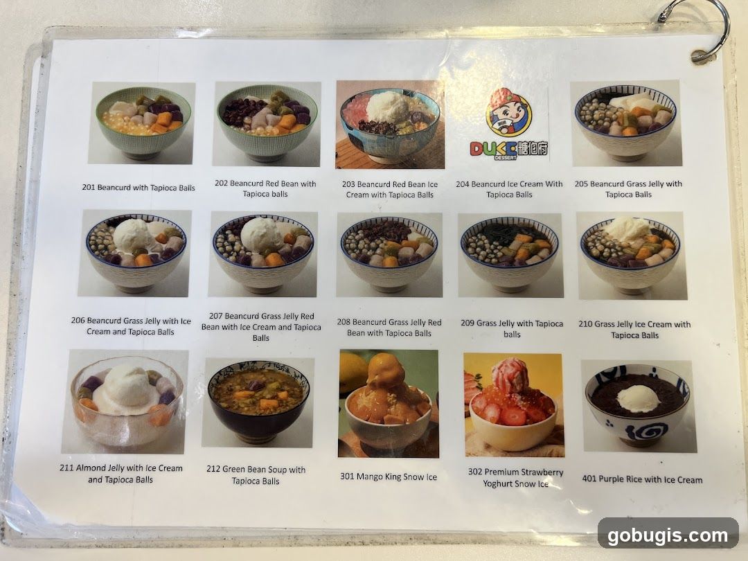 Dessert Menu