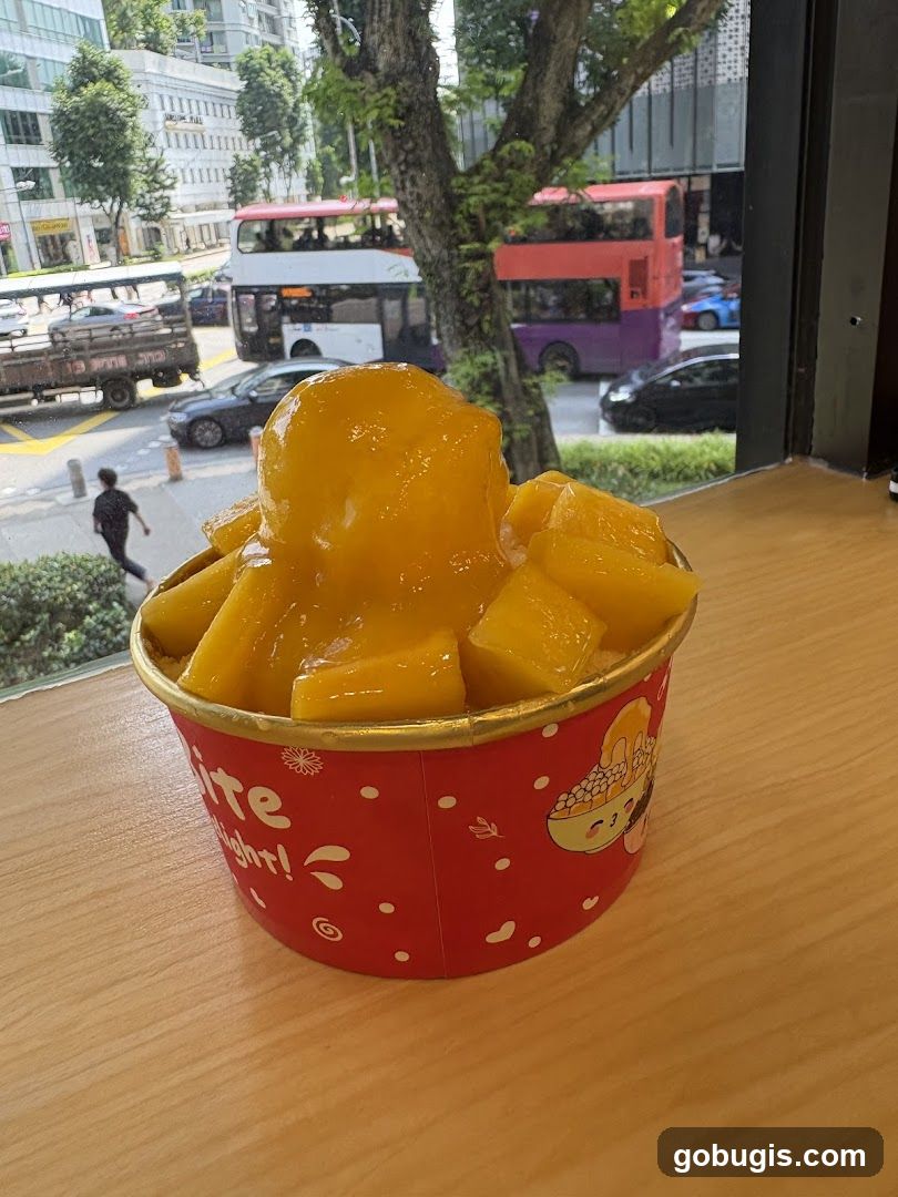 Mango shaved ice dessert