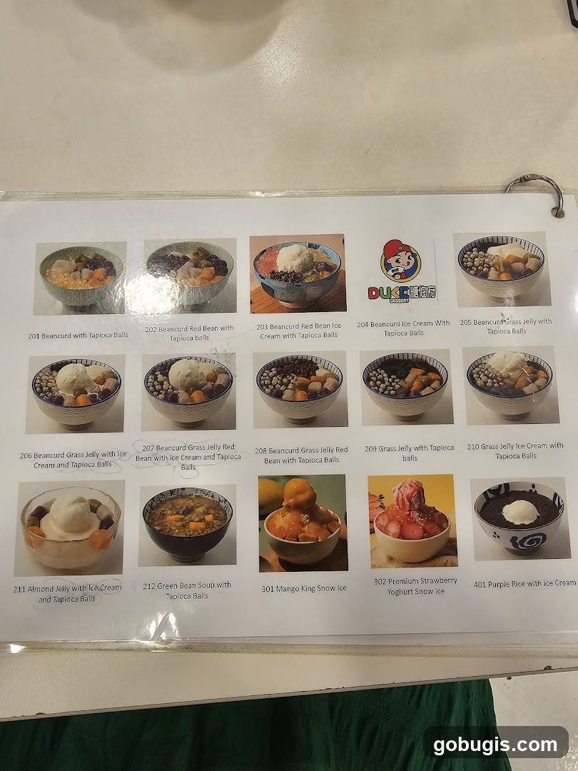 Dessert Menu