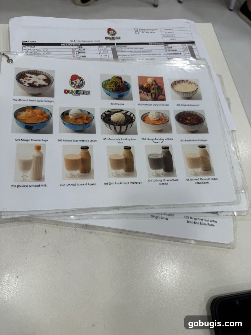 Dessert Menu