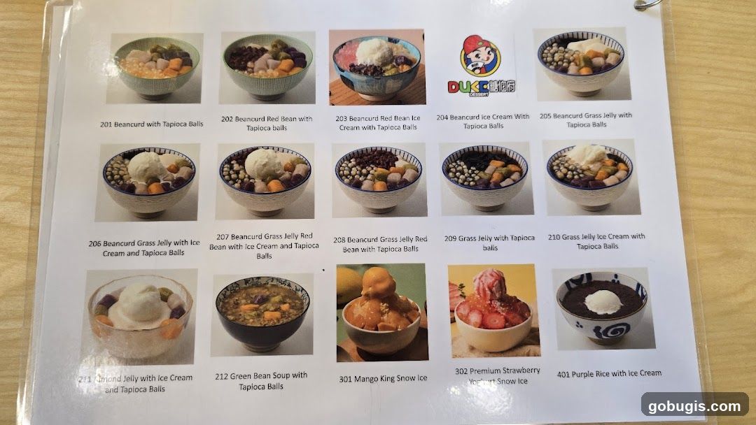 Dessert Menu