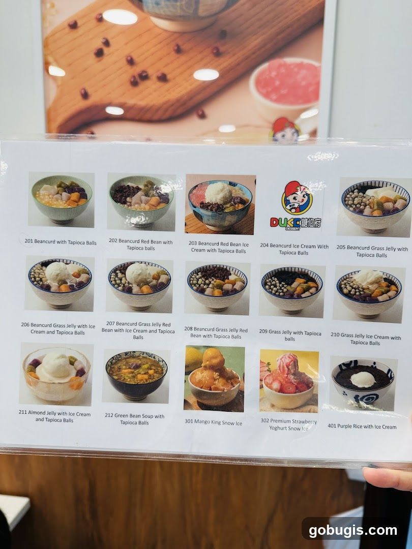 Dessert Menu
