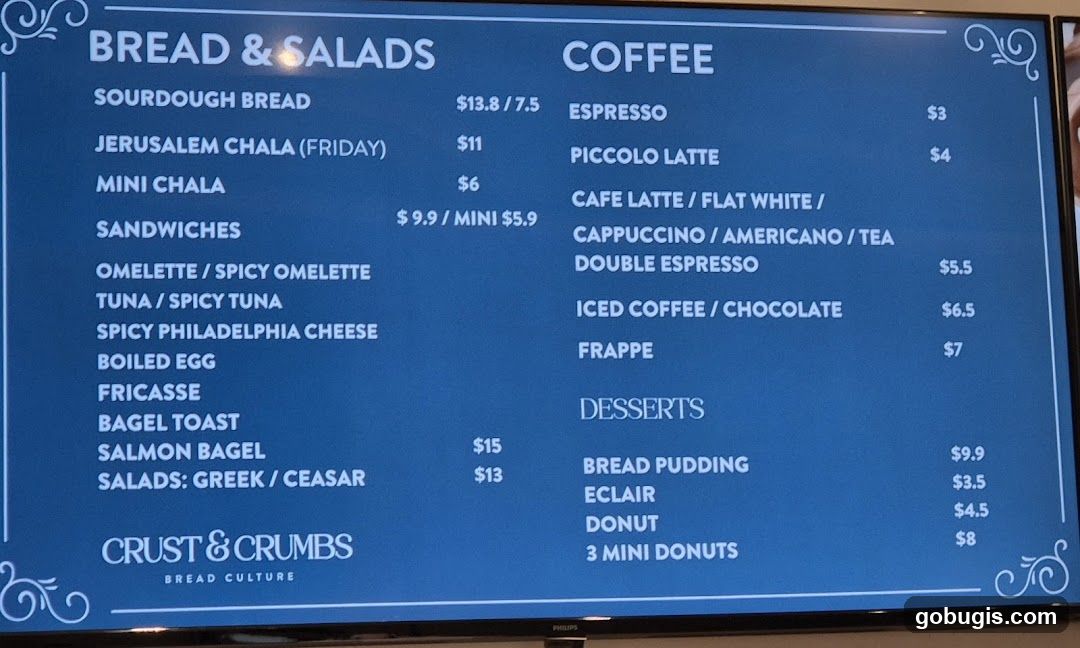 Crust & Crumbs Menu